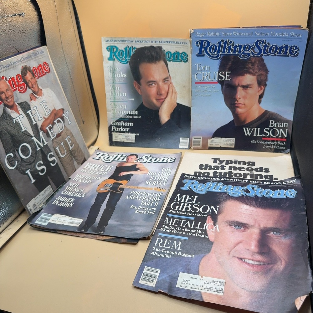 Rolling Stone Magazine 1988 Lot of 5 Tom Cruise Hanks Gibson Size One